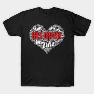 Bus Driver Heart Shape Word Cloud Design graphic T-Shirt